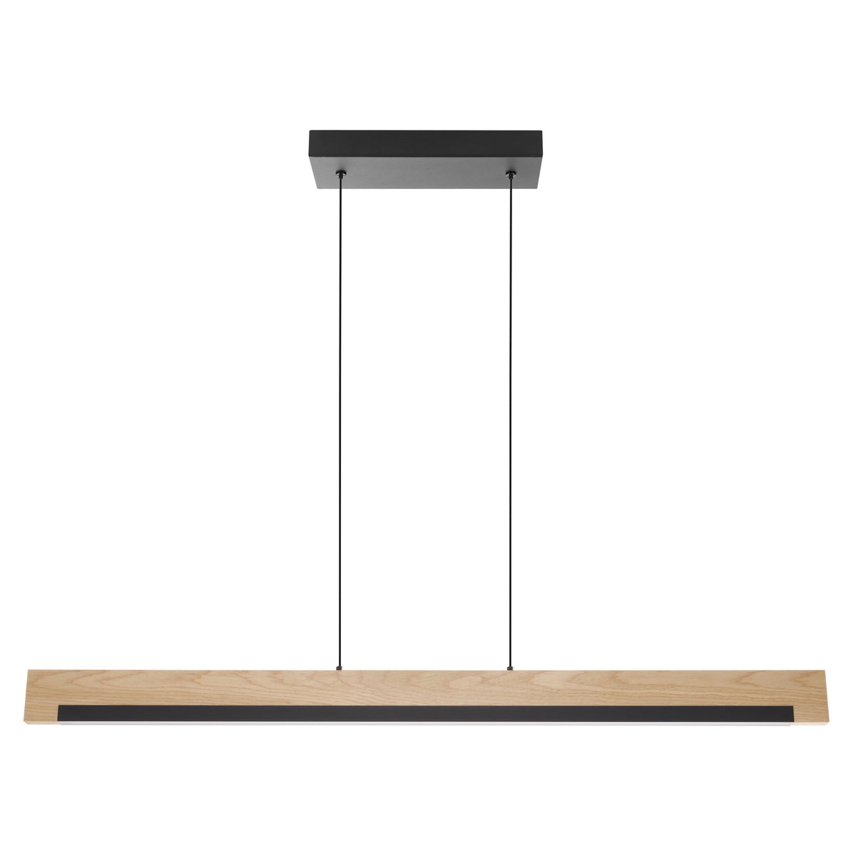 Camacho 43" LED Linear Chandelier - Textured Black / Oak Wood