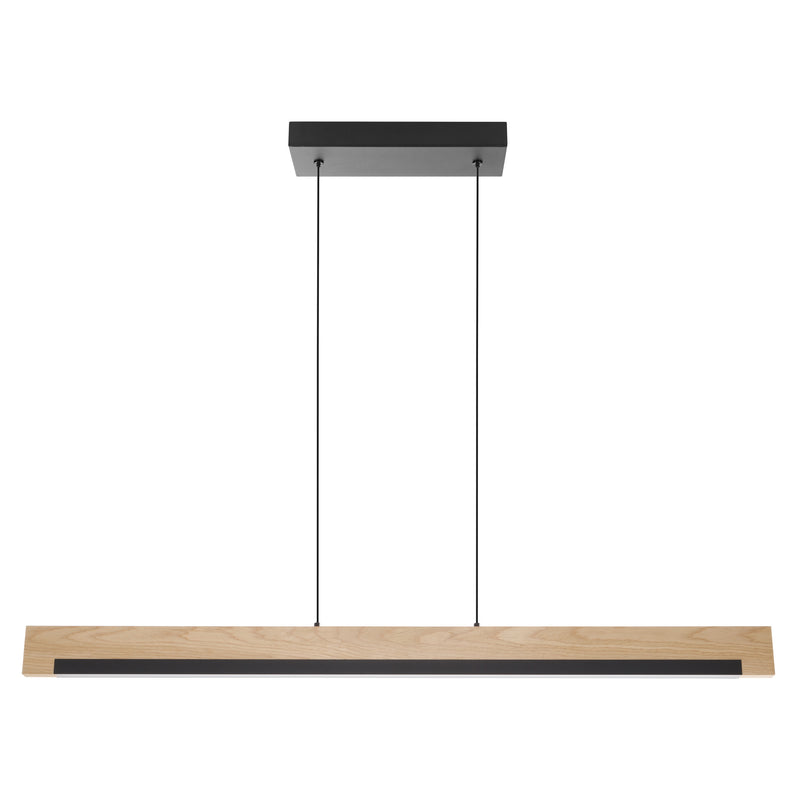 Camacho 43" LED Linear Chandelier - Textured Black / Oak Wood