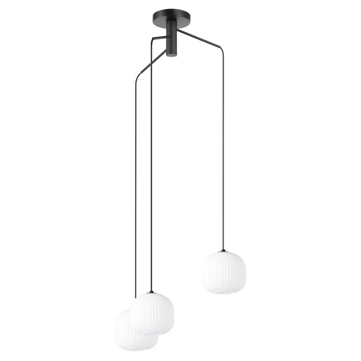 Mantunalle 24" Pendant Light - Textured Black / White Glass
