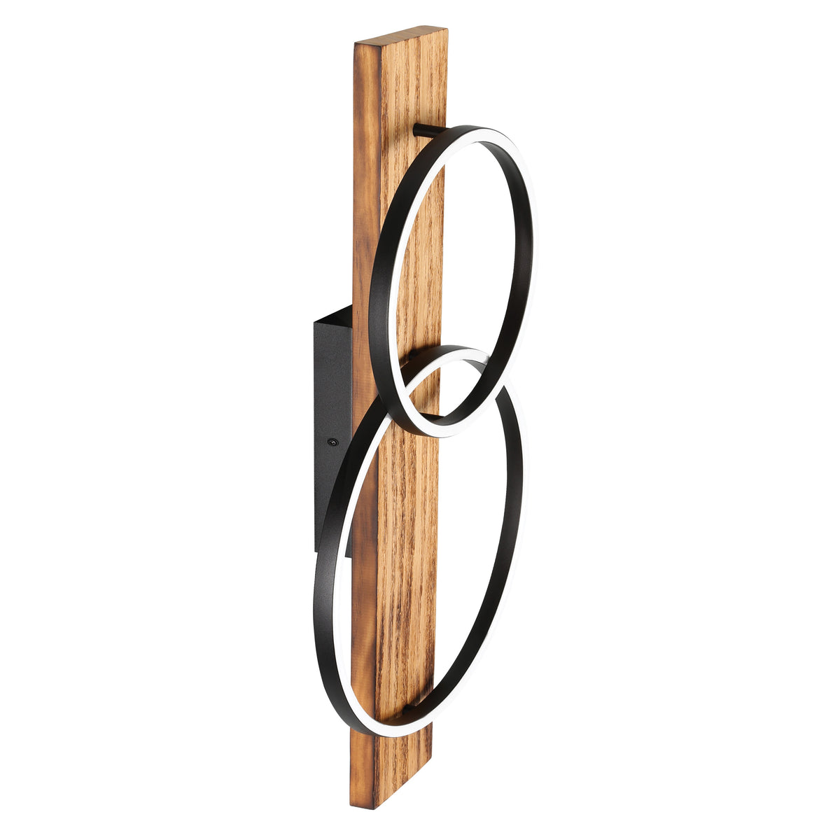 Boyal 16" LED Flush Mount - Rustic Pine Wood / Textured Black